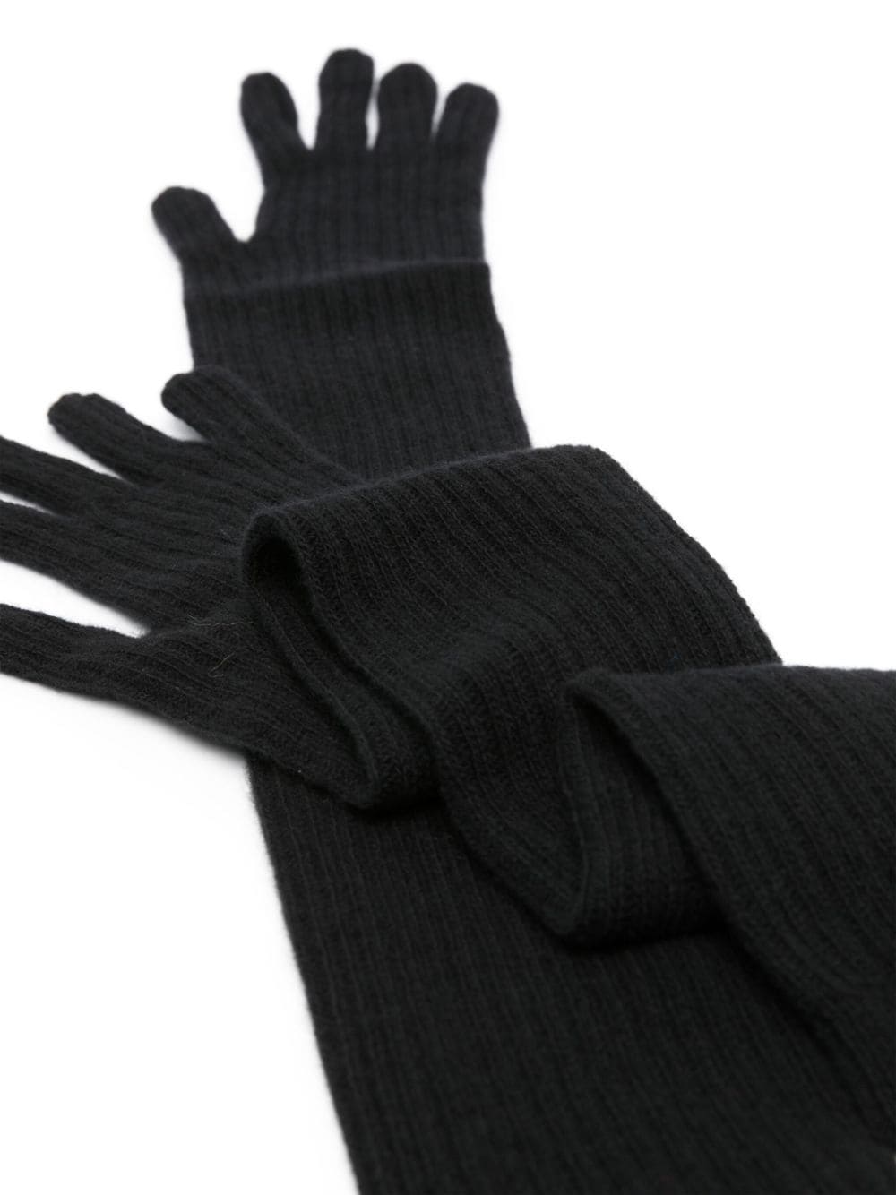 Shop Alberta Ferretti Elbow-length Ribbed-knit Gloves In Schwarz
