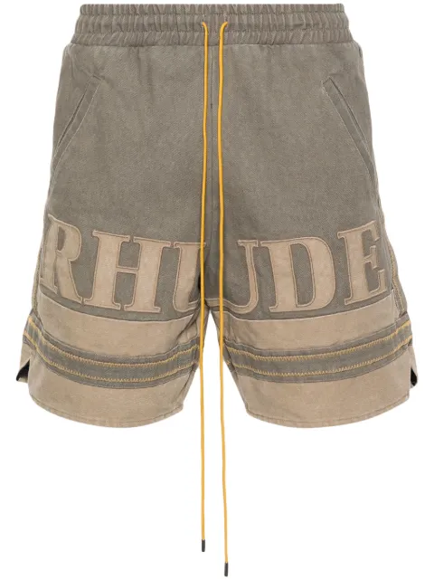 RHUDE شورت قطن بأبليكة شعار الماركة