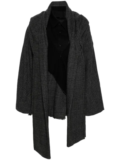 Yohji Yamamoto Combination plaid check-pattern coat