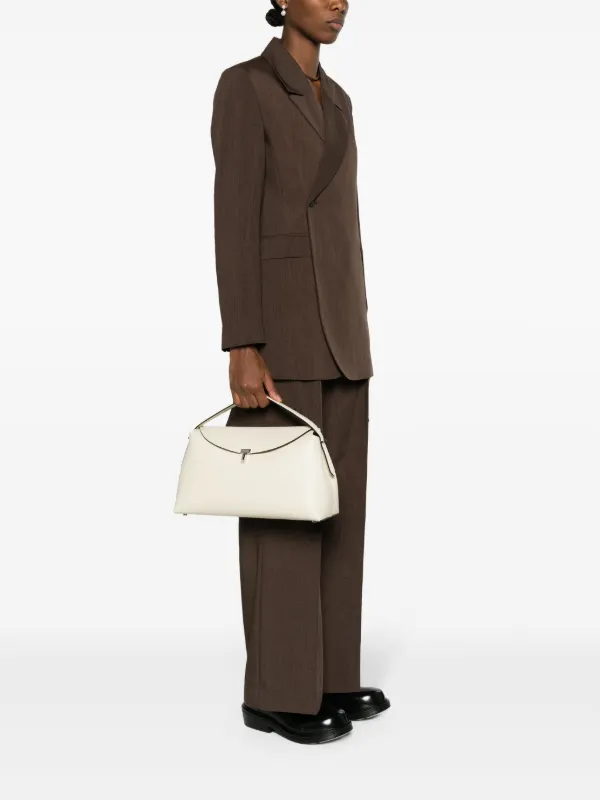 TOTEME T-Lock Leather Shoulder Bag | White | FARFETCH