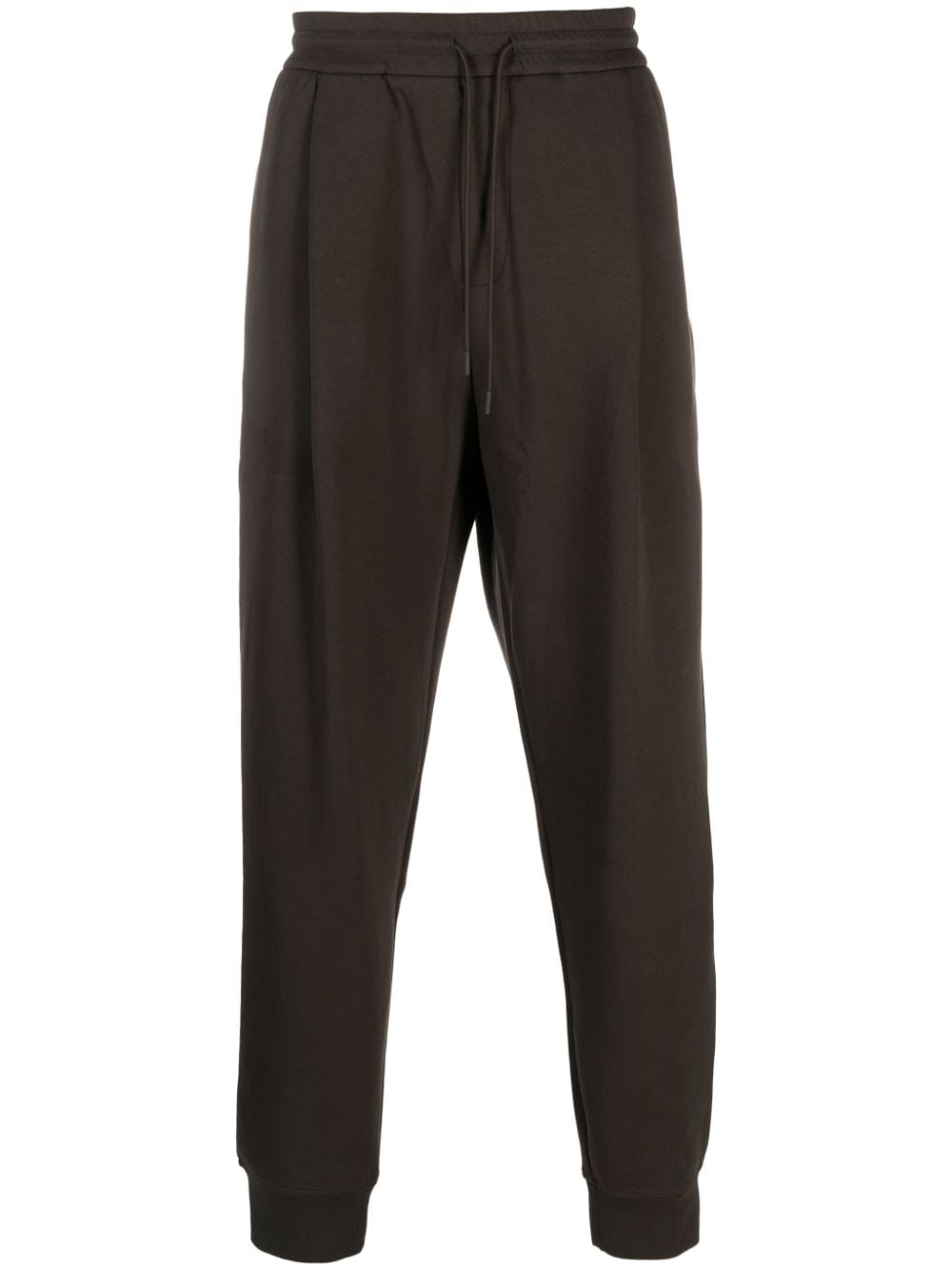 Emporio Armani Drawstring-waistband Stretch-cotton Track Pants In Green