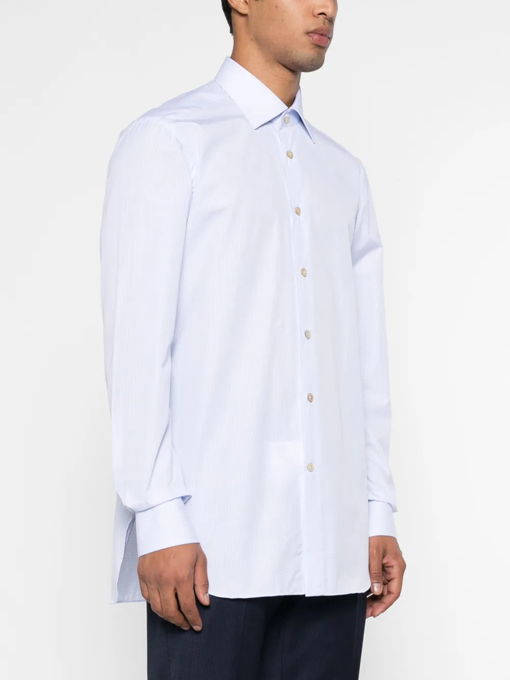 Kiton striped cotton shirt Wit