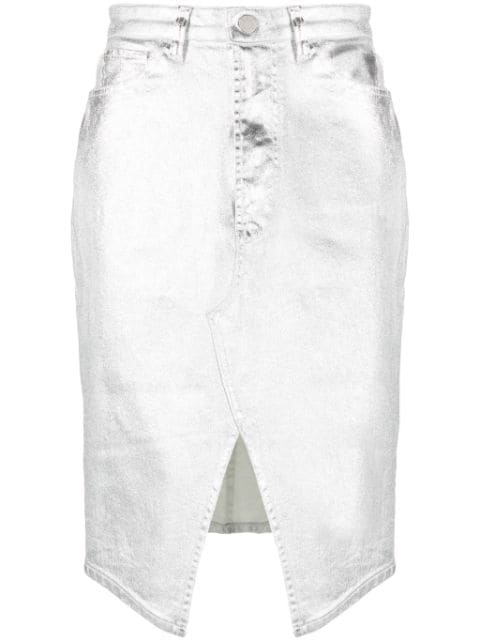 3x1 metallic-effect cut-out detail skirt