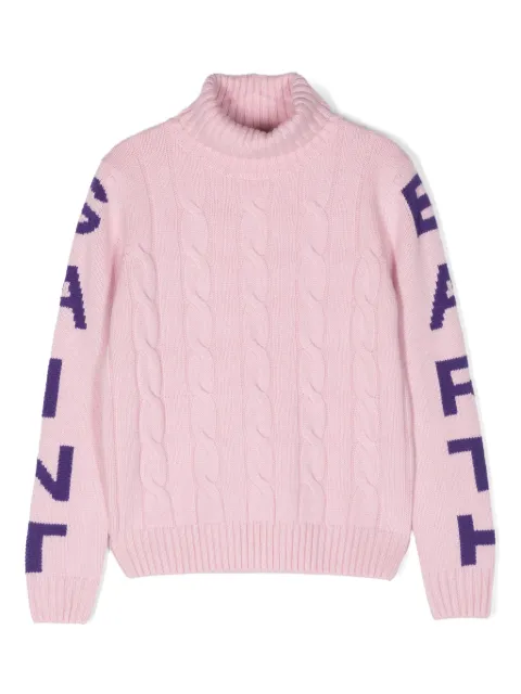MC2 Saint Barth Kids intarsia-logo cable-knit jumper