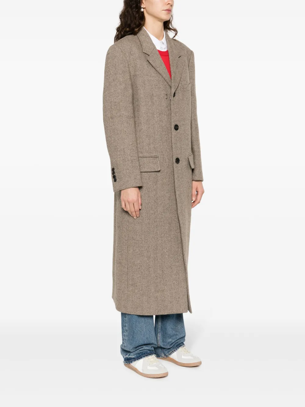 DUNST mélangeeffect Herringbone Coat Farfetch