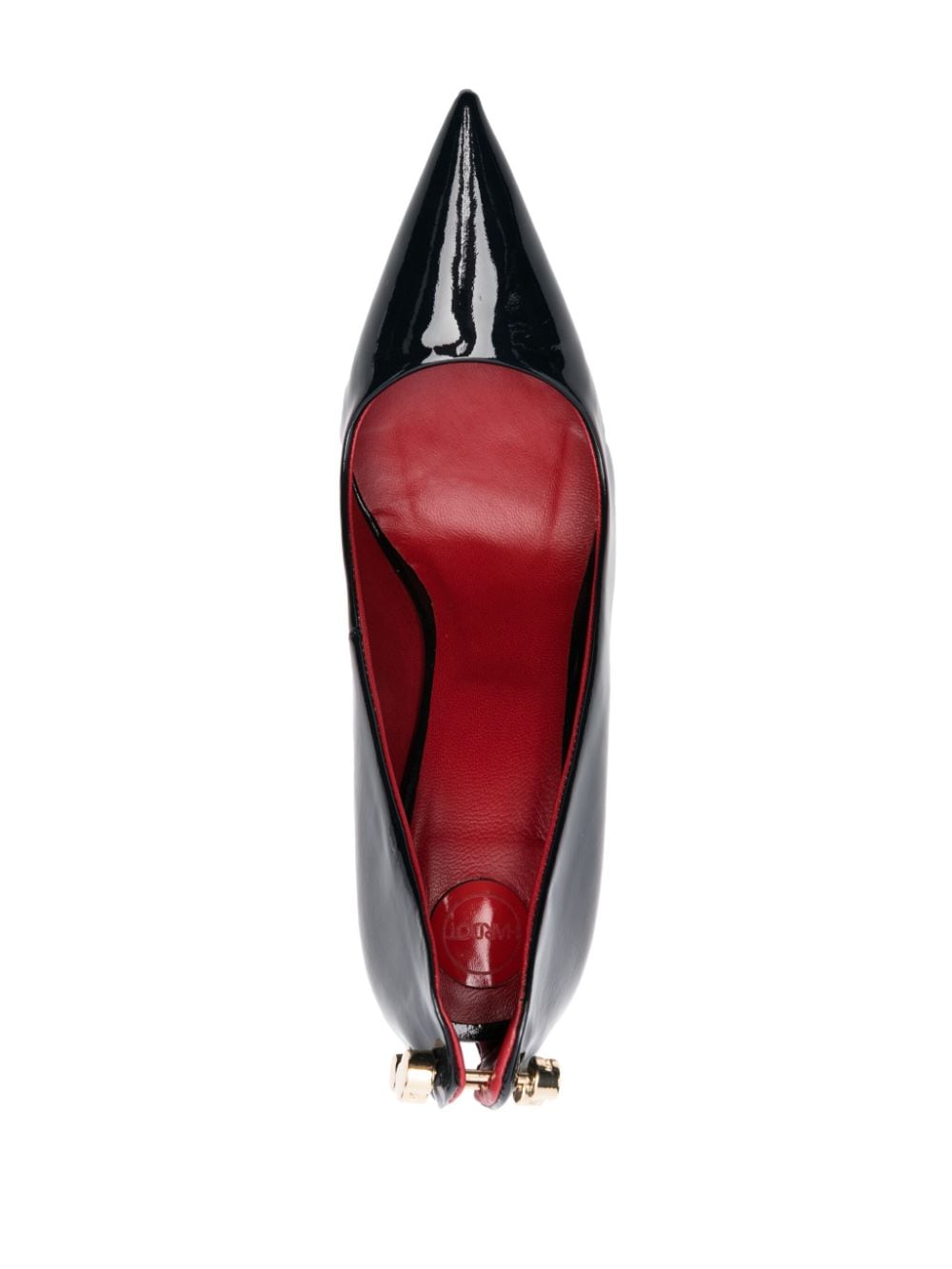 Shop Hardot Supreme Ass Metallic-heel 101mm Patent-finish Pumps In Black