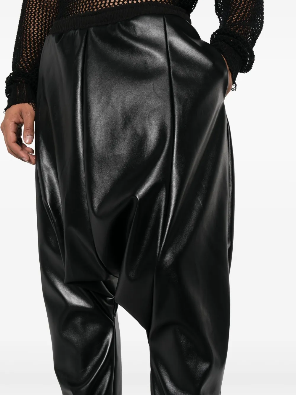 Alchemy Drop-crotch Faux-leather Trousers In Black