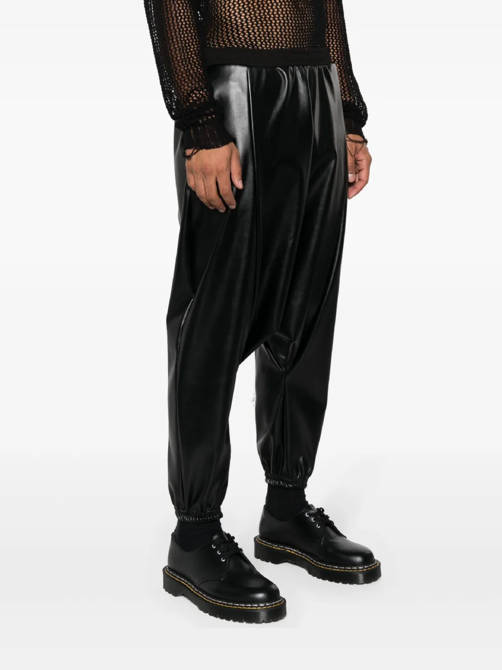 Alchemy Drop-crotch Faux-leather Trousers In Black
