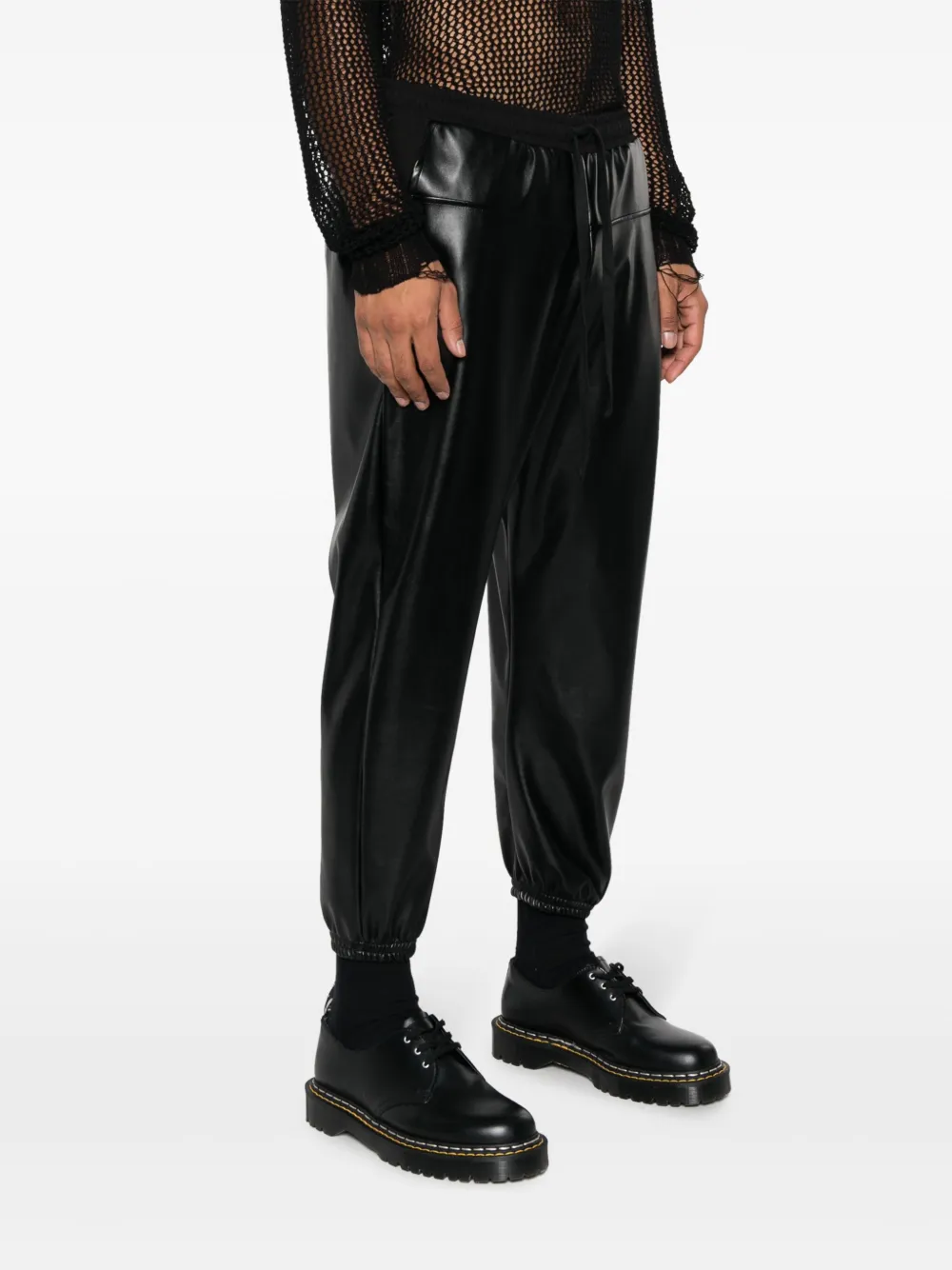  Alchemy Faux-leather Elastic-waist Trousers - Black 