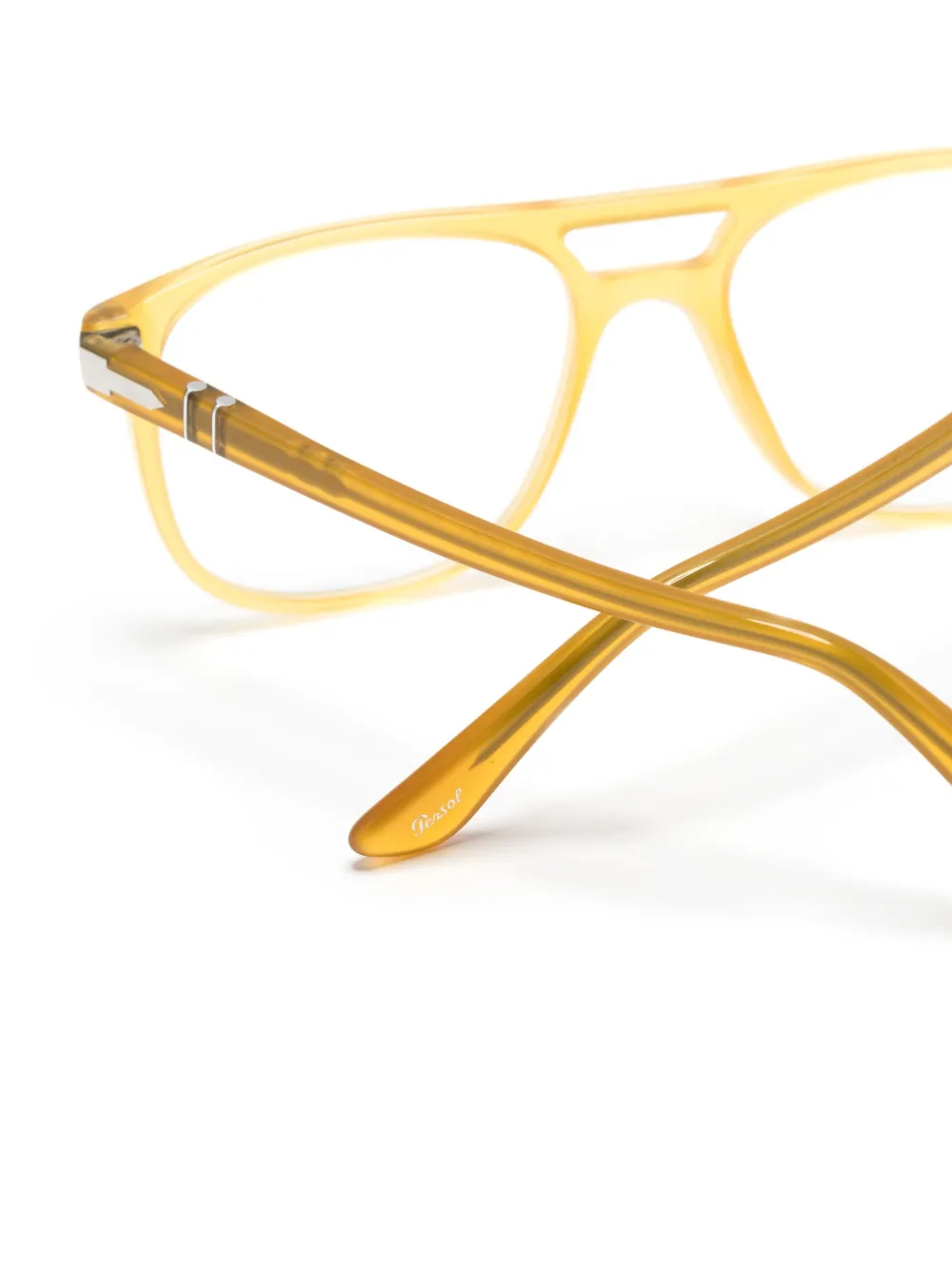 Shop Persol Pilot-frame Translucent Glasses In Yellow