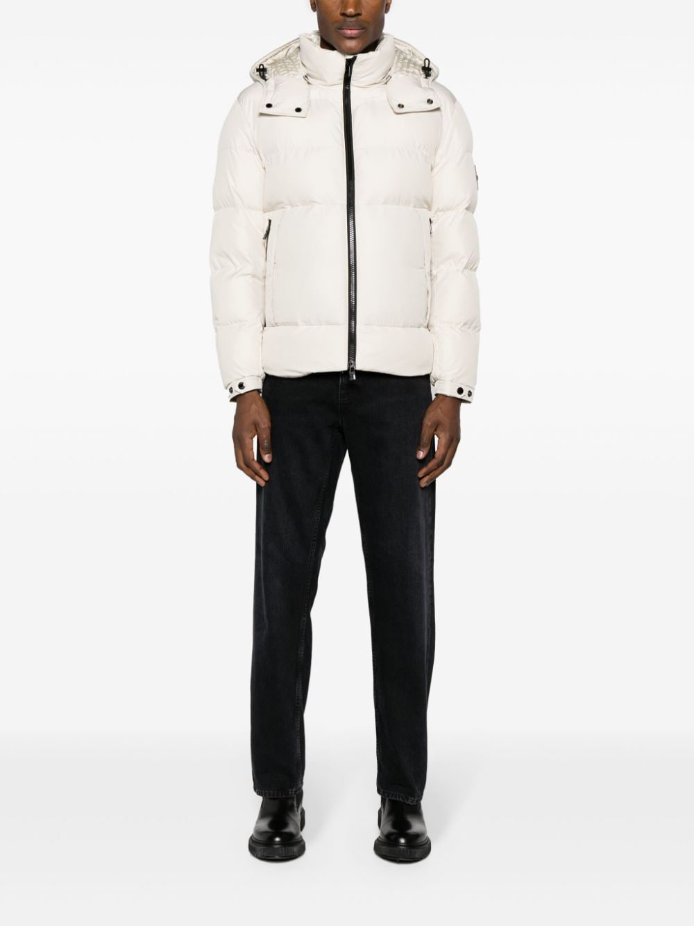BOSS logo-patch Quilted Hooded Jacket - Farfetch