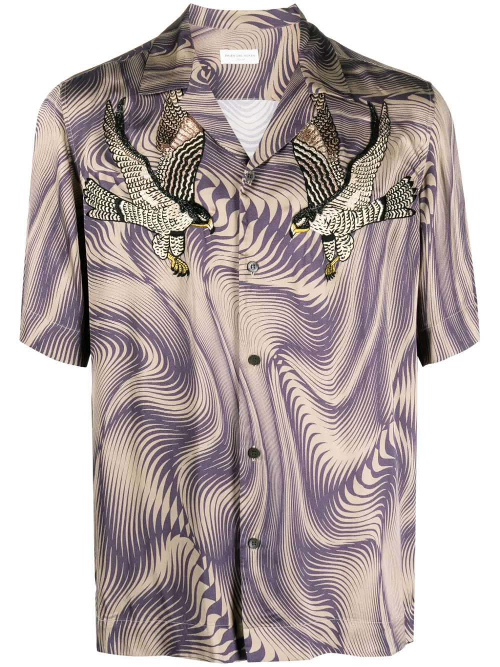 DRIES VAN NOTEN Overhemd met abstracte print Paars