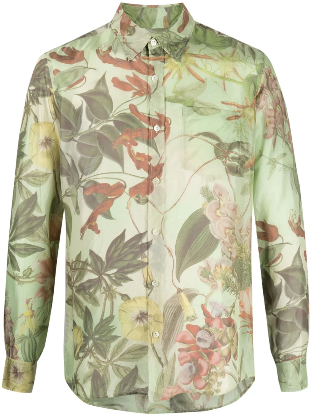 Dries Van Noten Botanical-print Silk Shirt In Green | ModeSens
