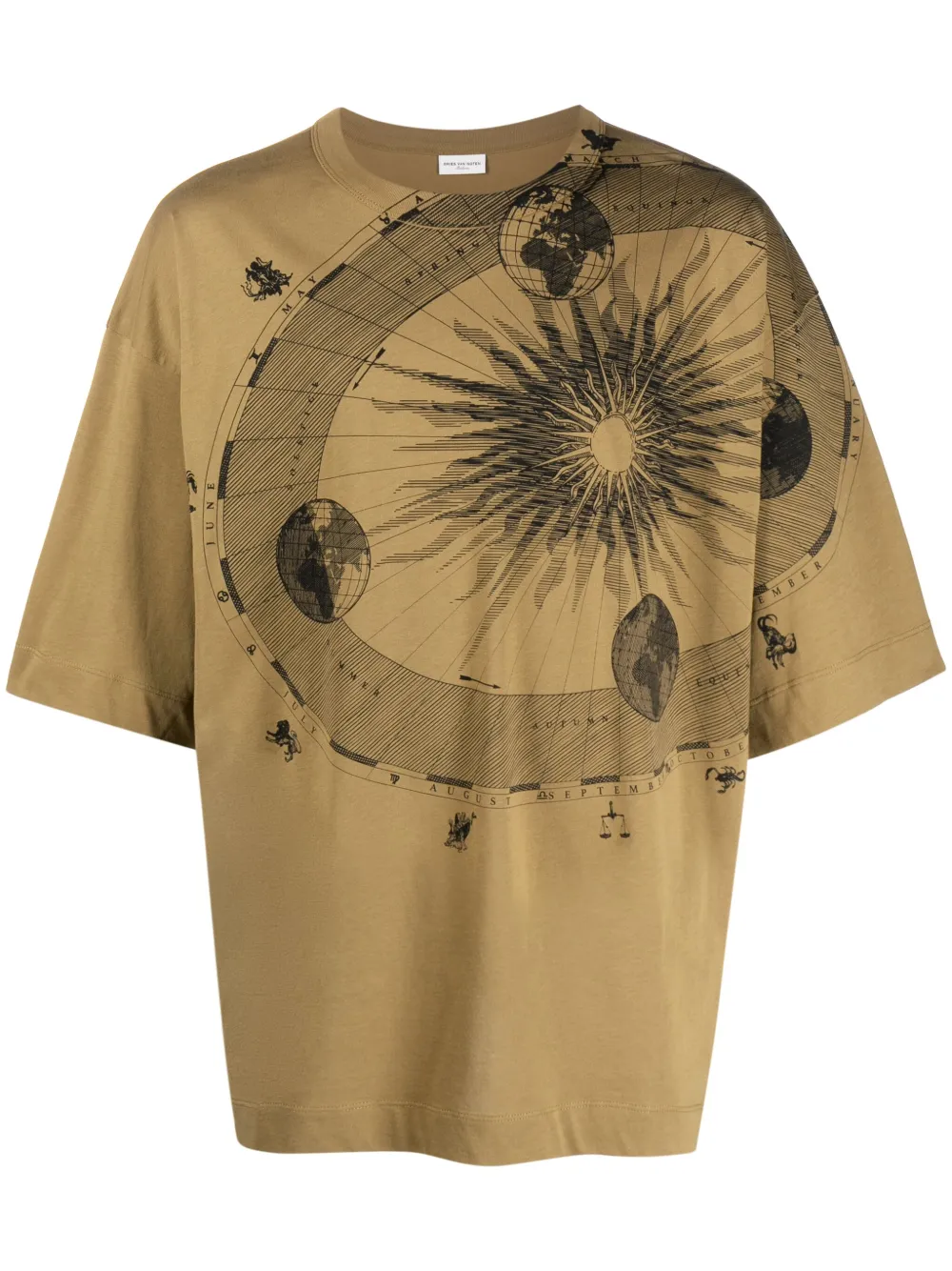 DRIES VAN NOTEN Katoenen T-shirt met print Beige
