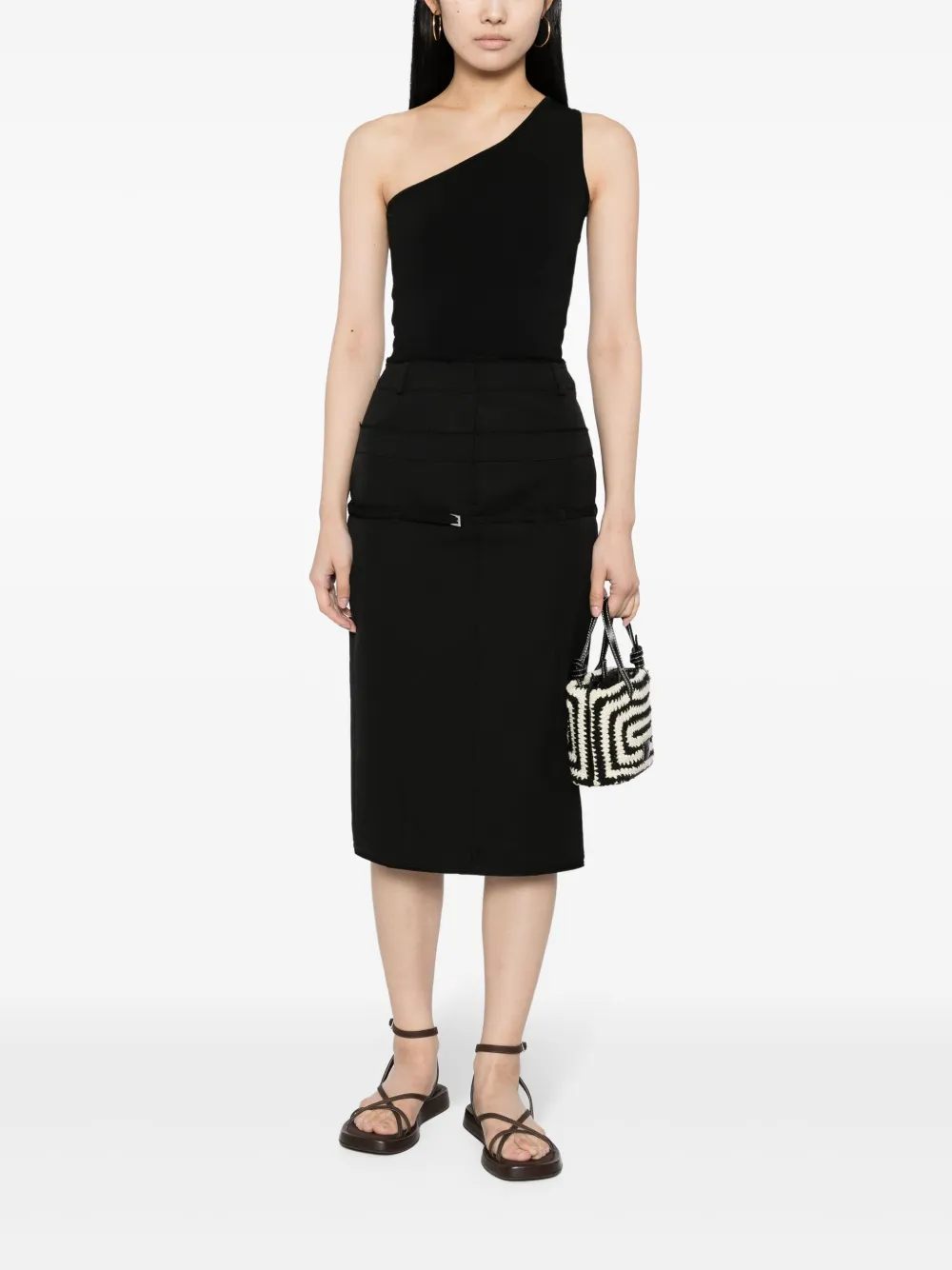 Matteau one-shoulder top - Zwart