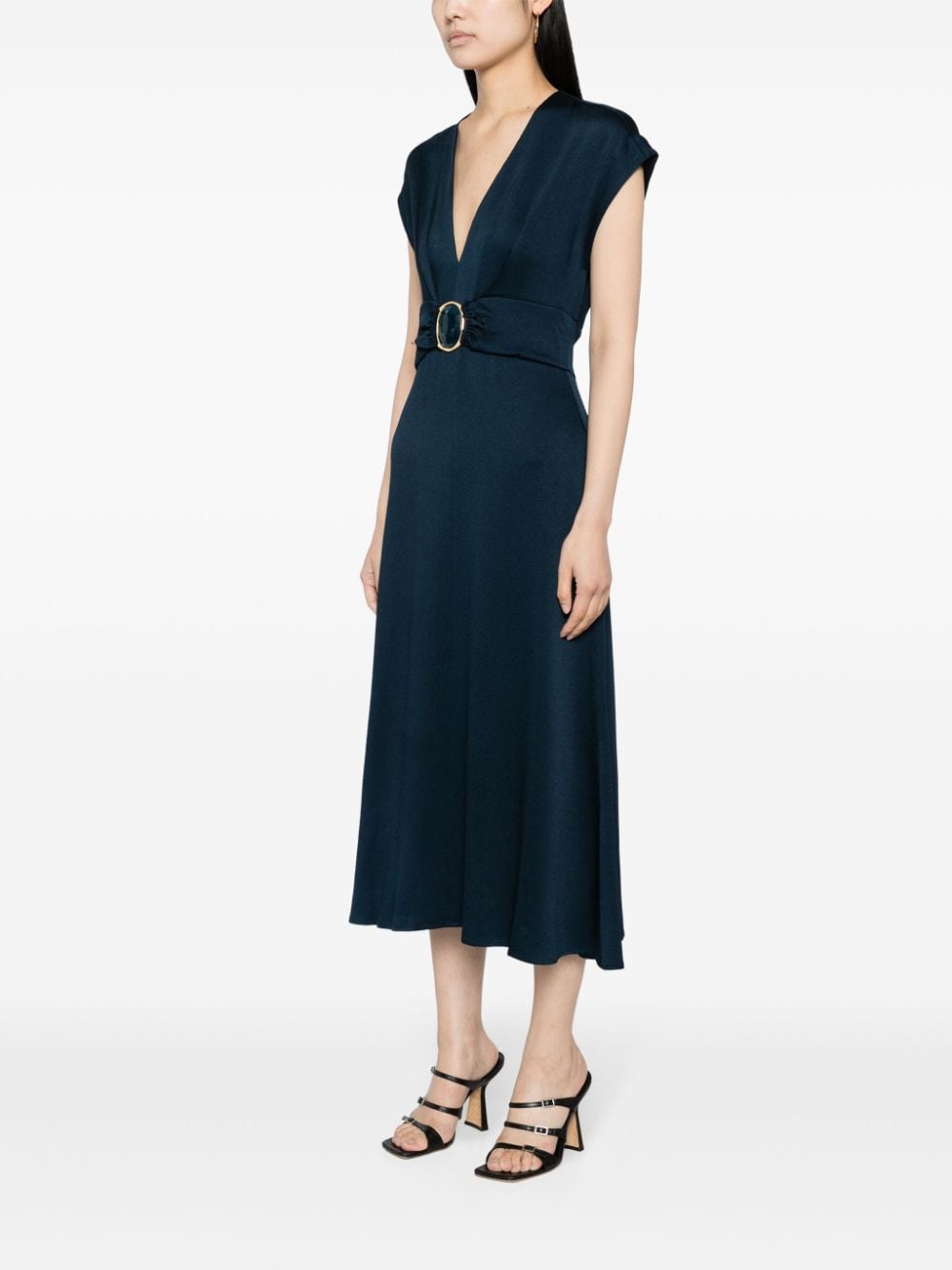 Shop Silvia Tcherassi Emmeline Gemstone-detail Midi Dress In Blue