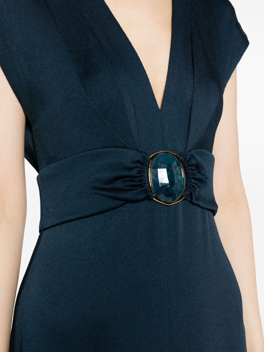 Shop Silvia Tcherassi Emmeline Gemstone-detail Midi Dress In Blue