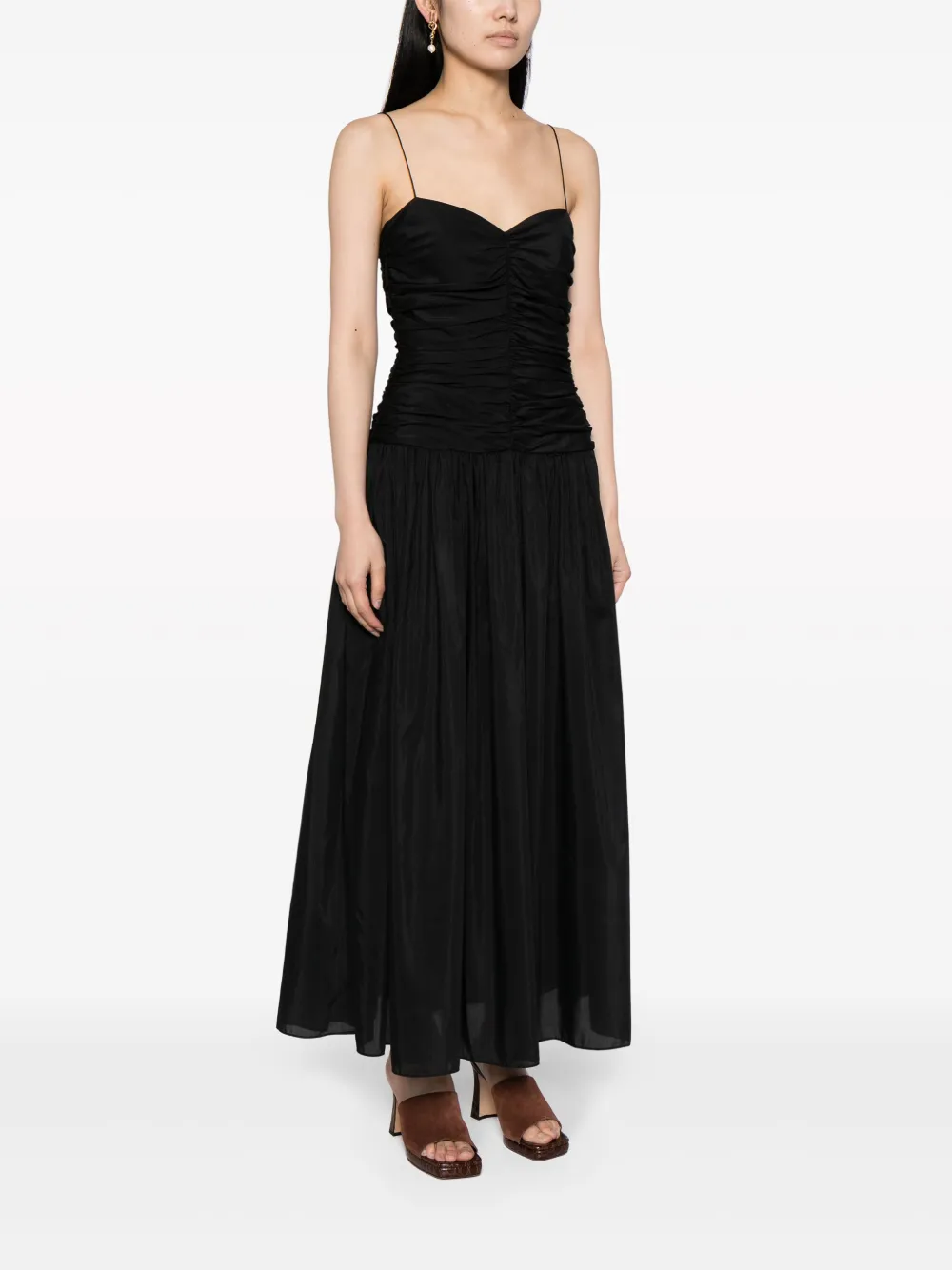 sachin and babi light blue dress Raquel Black Drop Waist Cotton Maxi | Decolet the label main image 0