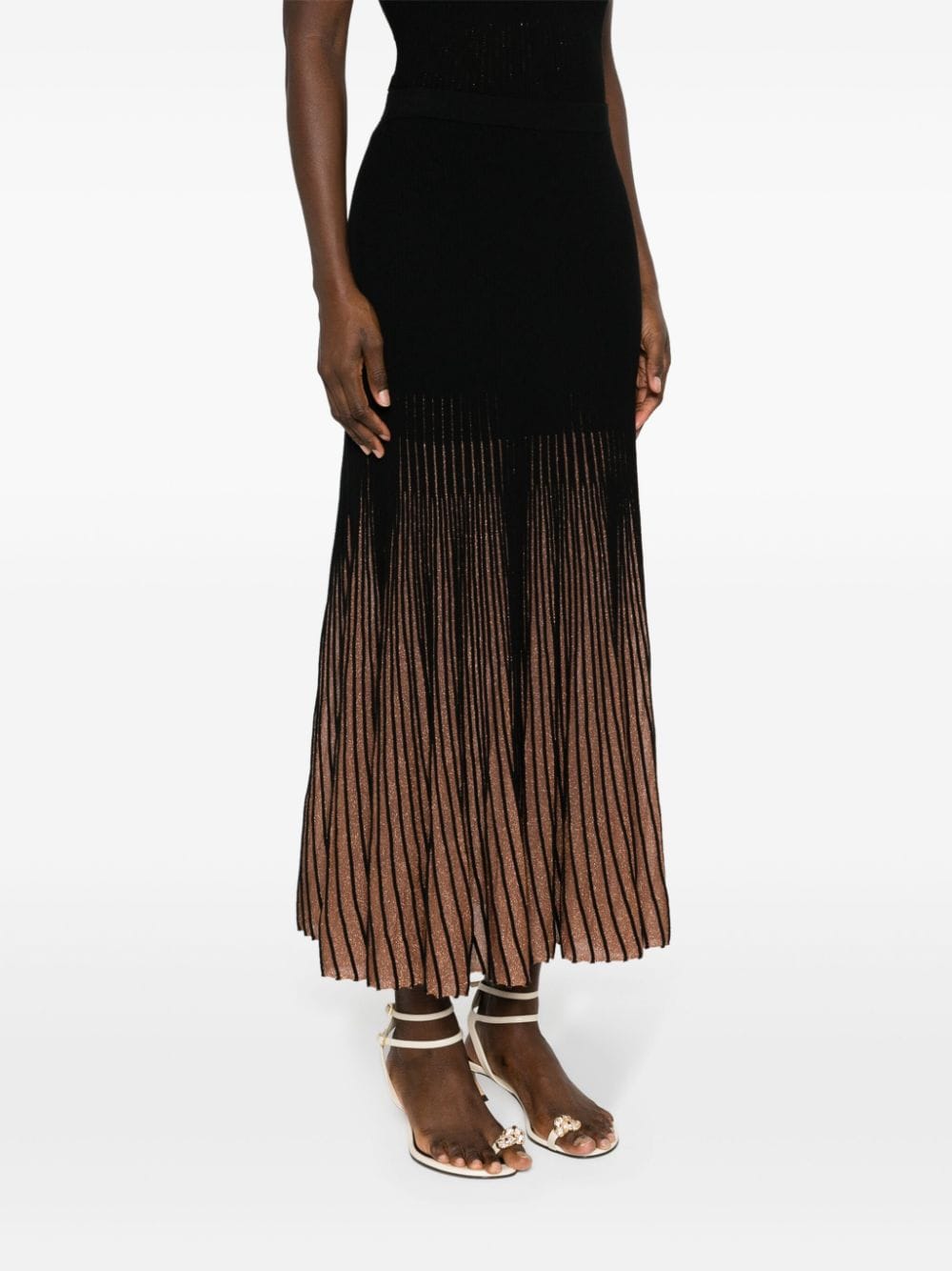 Shop Ulla Johnson Emilia Lurex-detailing Midi Skirt In Black