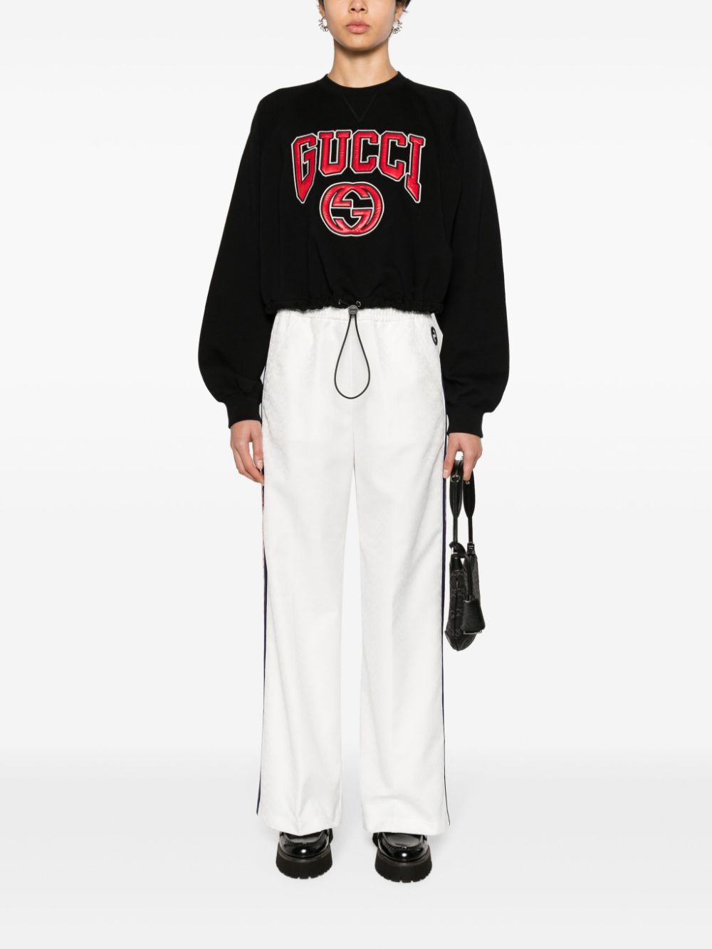 Gucci logo-embroidered cotton sweatshirt - Black