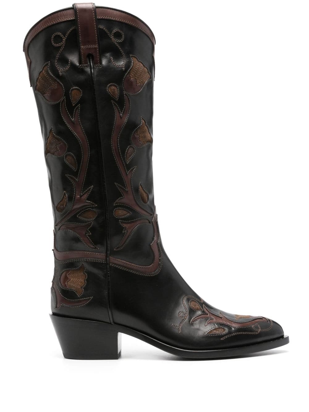 Sartore 45mm Western Knee-high Leather Boots In Black