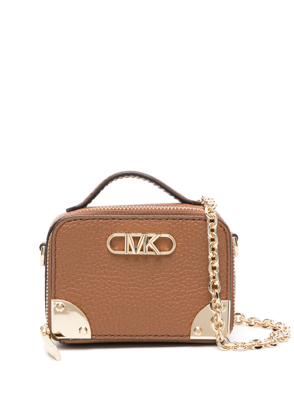 Michael Michael Kors logo-plaque leather mini bag - Marrone