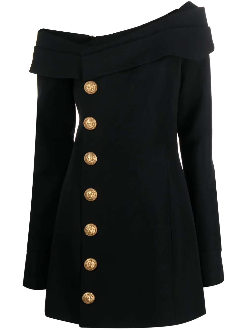 Balmain Off-shoulder mini-jurk Zwart