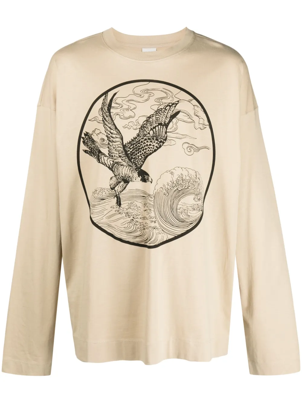 DRIES VAN NOTEN T-shirt met print met lange mouwen Beige