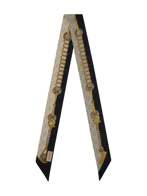 Gucci Horsebit-print silk neck bow