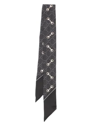 Gucci Foulard Con Stampa Nero FARFETCH IT