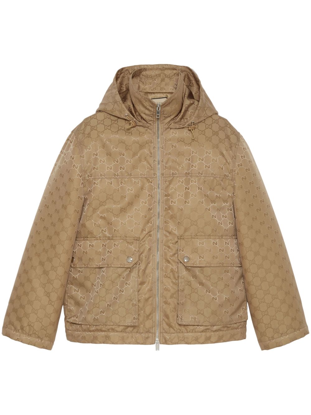 Shop Gucci Gg Canvas Puffer Jacket In Brown