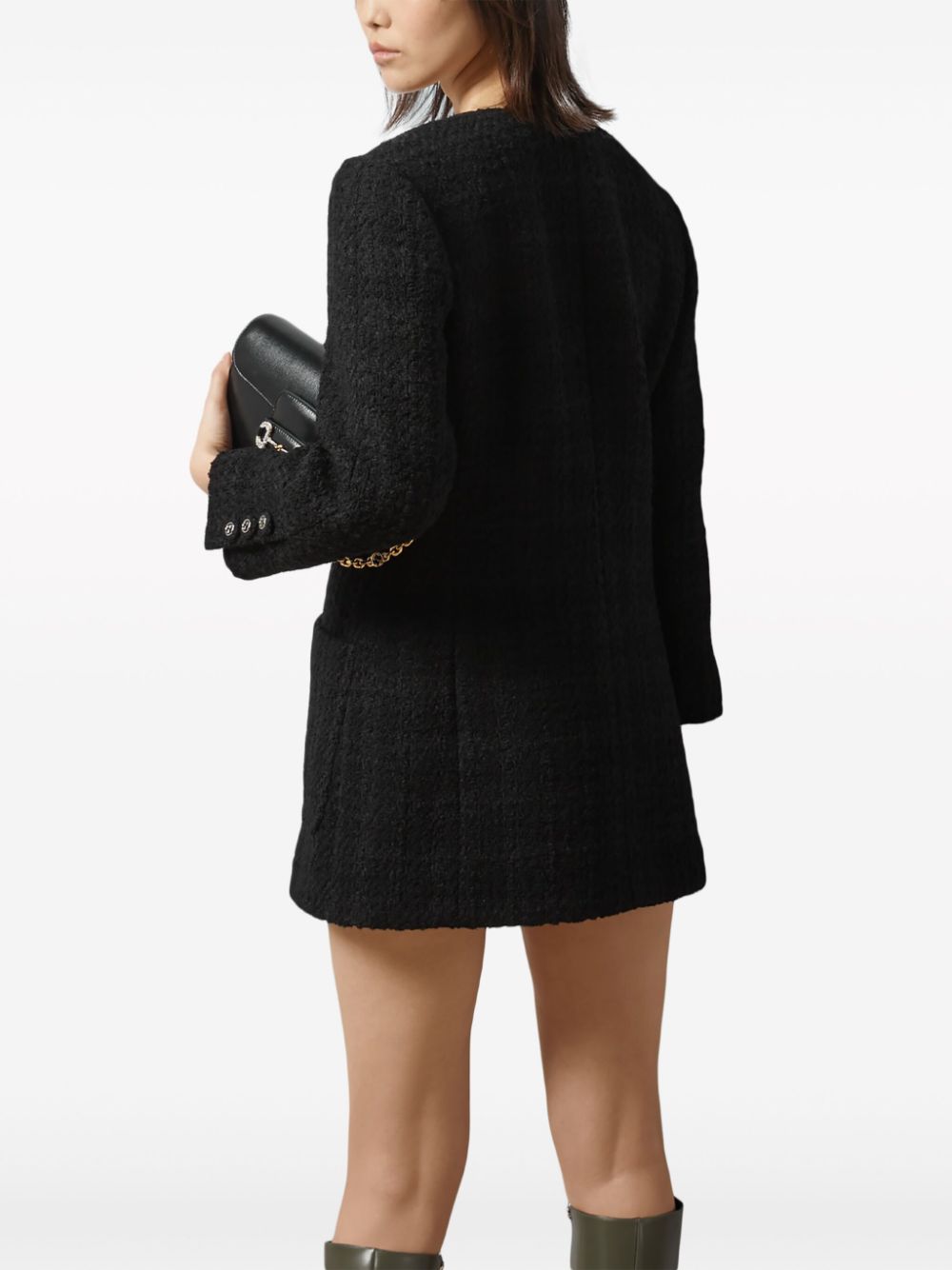 Shop Gucci Mélange-effect Tweed Jacket In Black