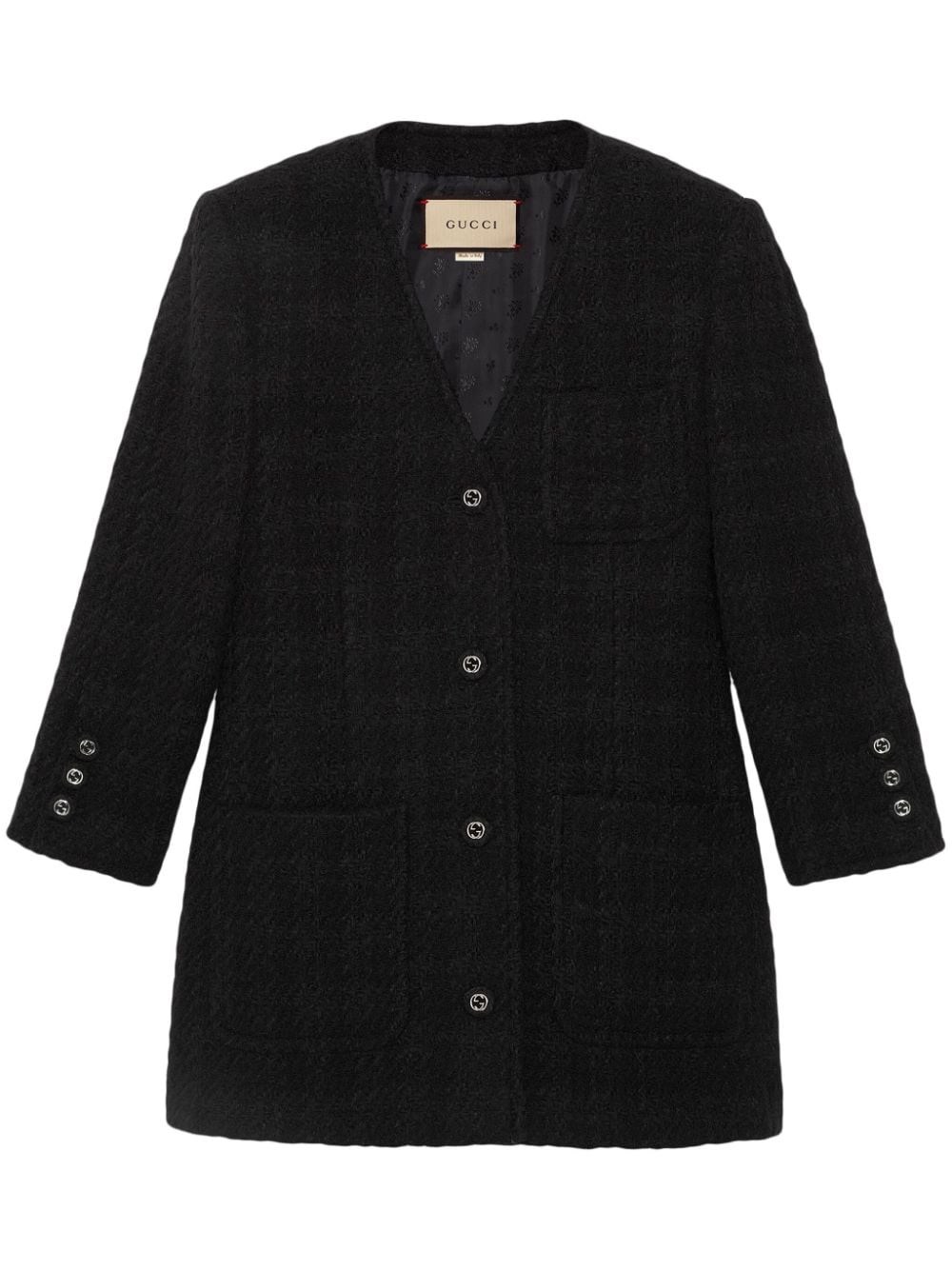 Gucci Mélange-effect Tweed Jacket In Black