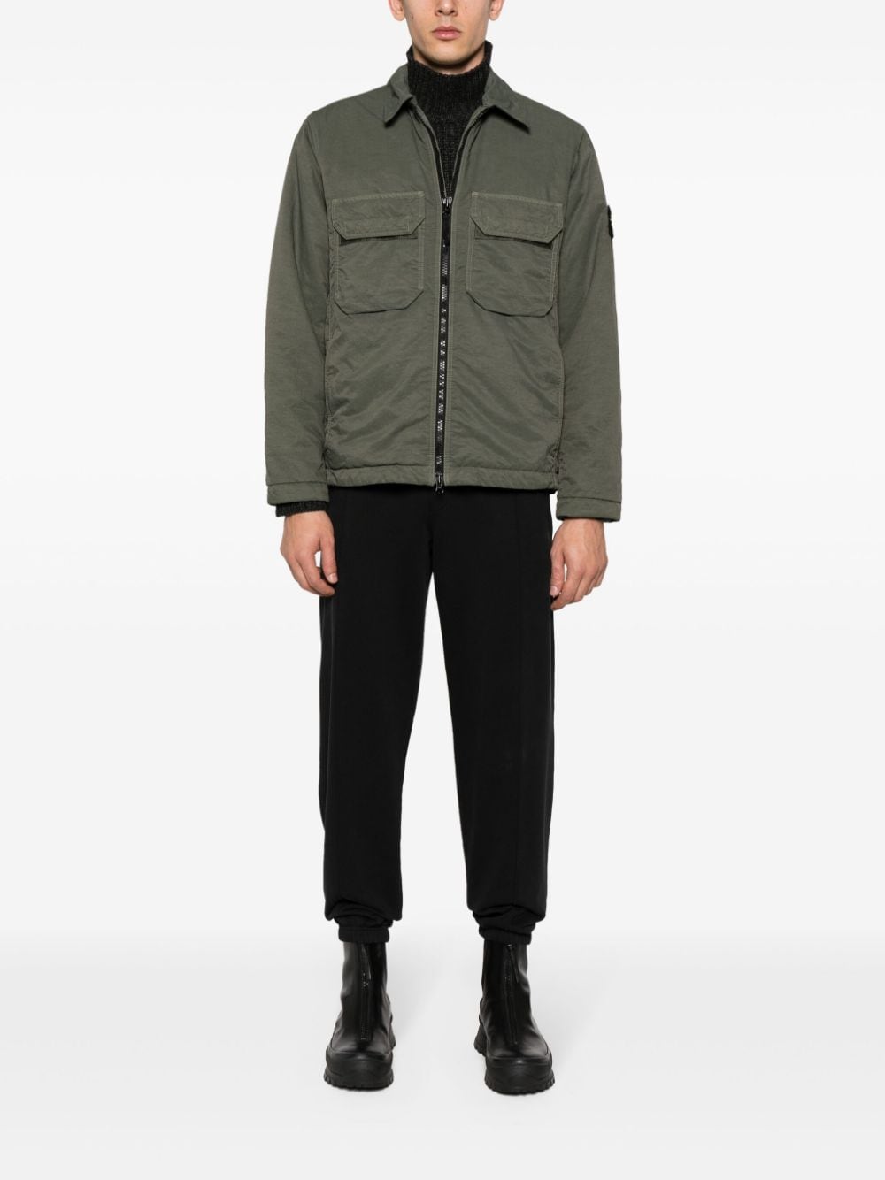 Stone Island Compass-motif zip-up jacket - Groen