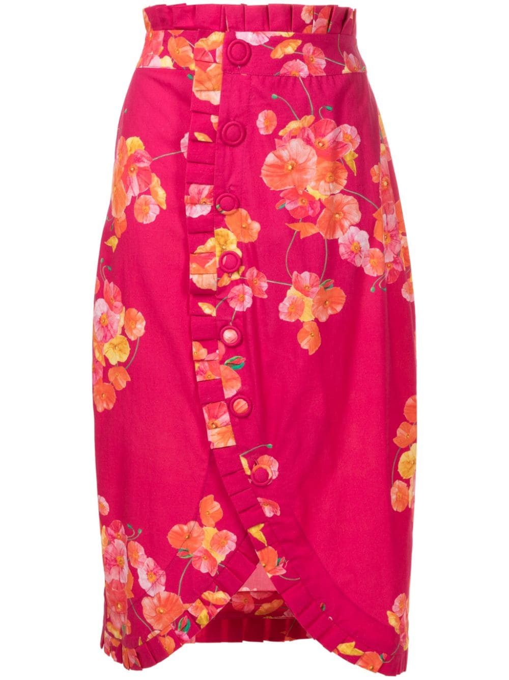 Isolda Wikkelrok met bloemenprint Roze