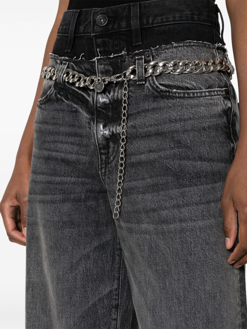 Shop Slvrlake Re-work Eva Double-waistband Jeans In Grey