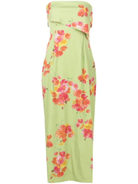 Isolda Poppy Dream floral-print strapless dress