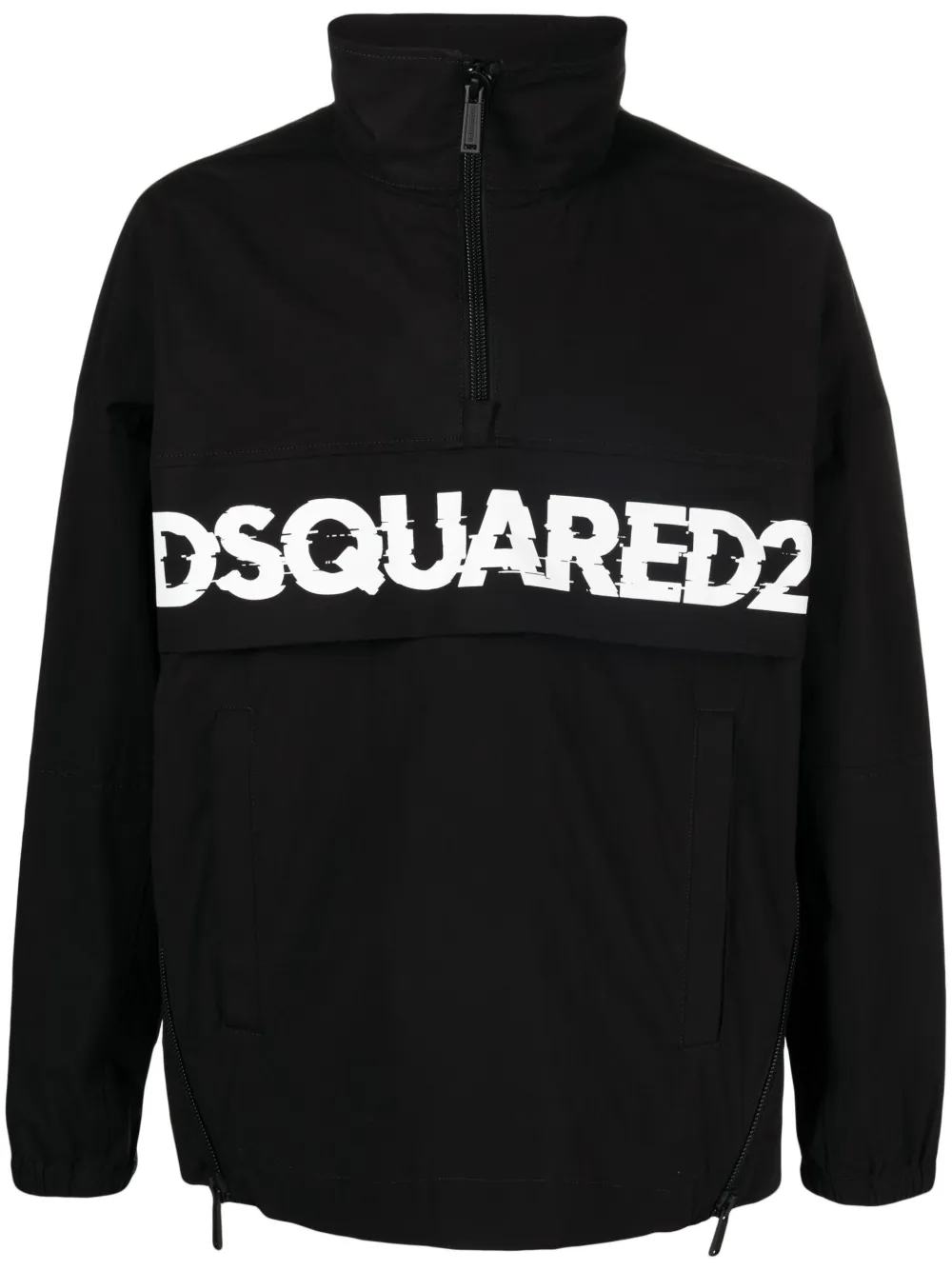 Image 1 of Dsquared2 logo-print poplin half-zip jacket