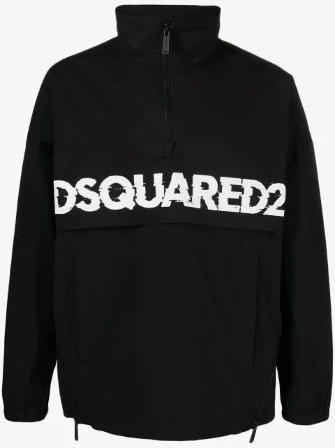 DSQUARED2 logo-print poplin half-zip jacket