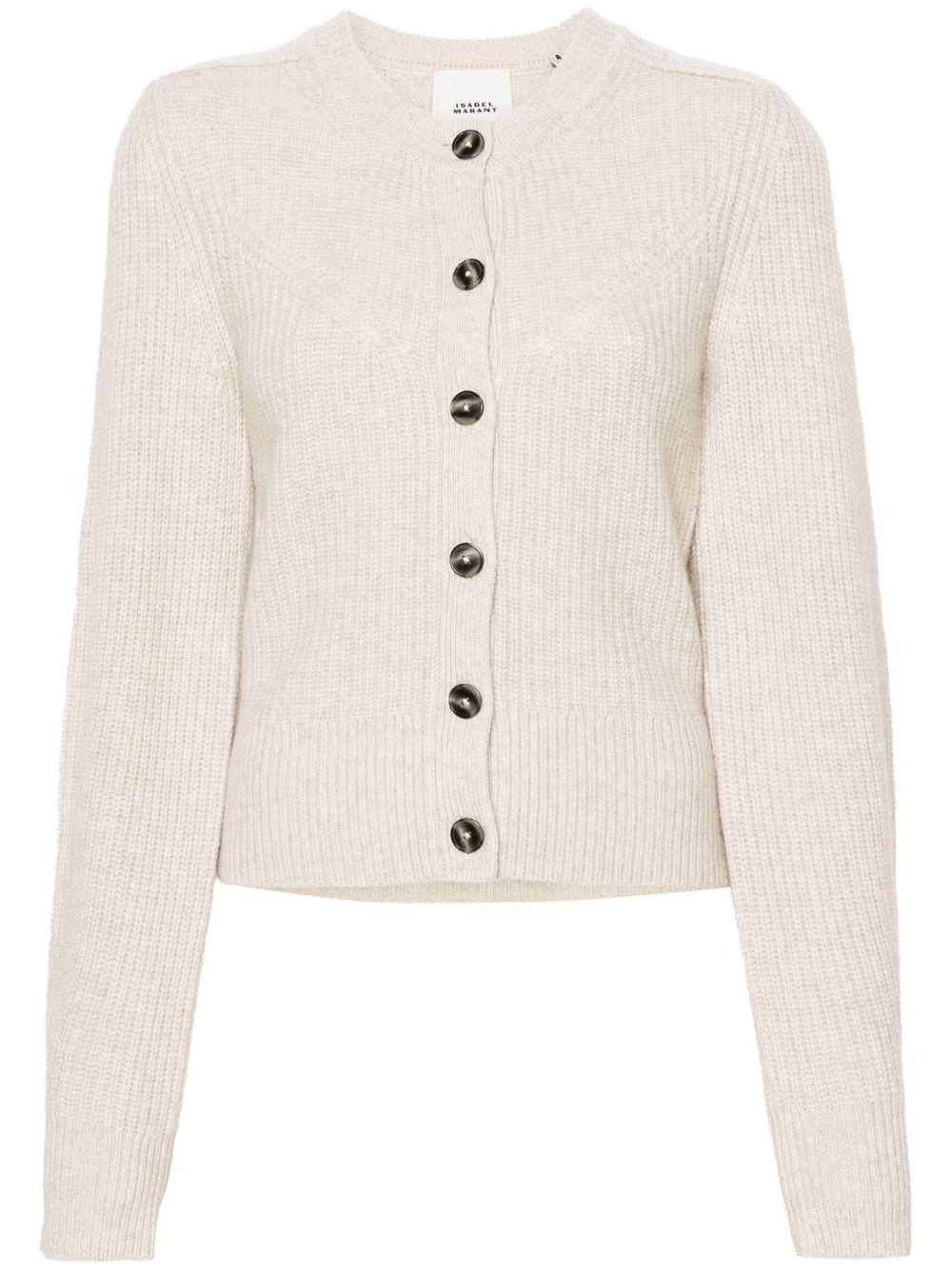 ISABEL MARANT Laurine ribbed-knit cardigan - Neutrals