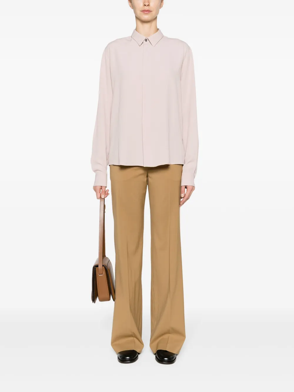 AMI Paris concealed-placket crepe shirt - Roze