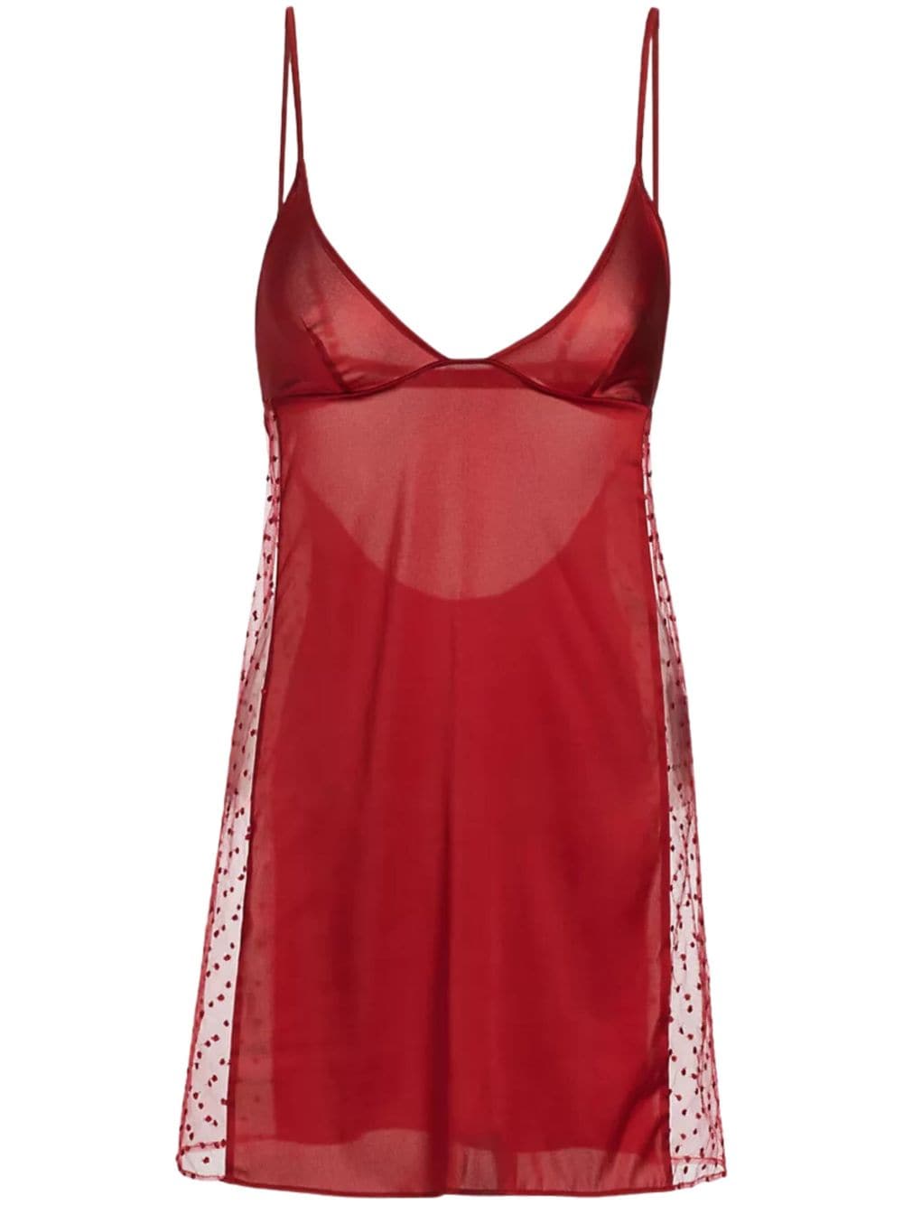 Shop Kiki De Montparnasse Merci Sheer-panel Silk Slip Dress In Red