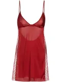 Kiki de Montparnasse Merci tulle-panel silk nightdress - Red