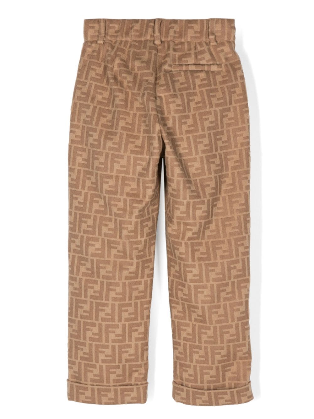Shop Fendi Monogram-pattern Flannel Trousers In Neutrals