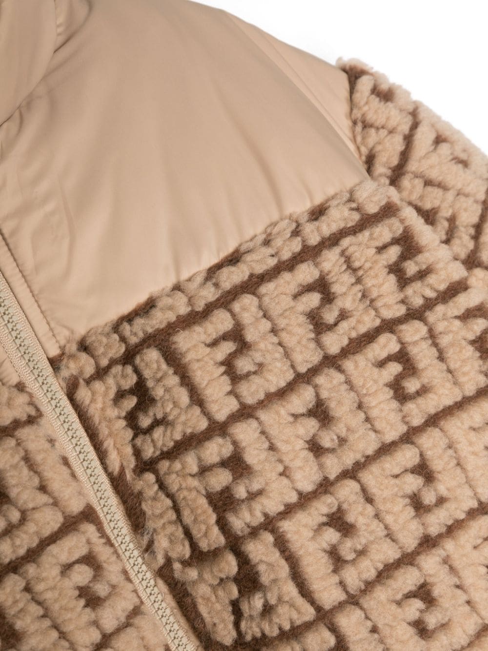 Fendi Kids FF-motif fleece down jacket Beige