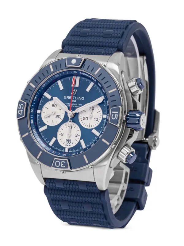 Breitling Chronomat 44 Blue Croc Strap With Diamonds Chronograph
