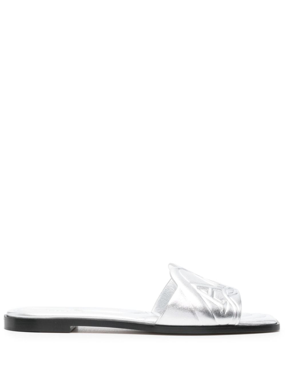 Alexander McQueen embossed-logo leather sandals Silver