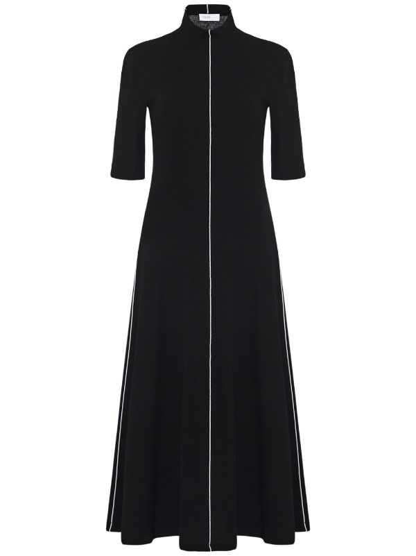 Mock fashion neck midi dress long sleeve