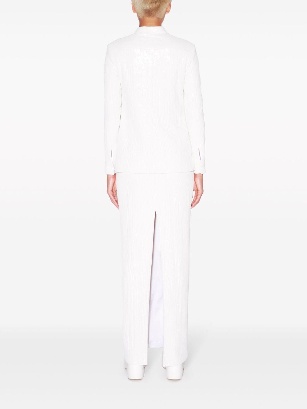 Shop Rosetta Getty Sequinned Long-sleeved Shirt In White