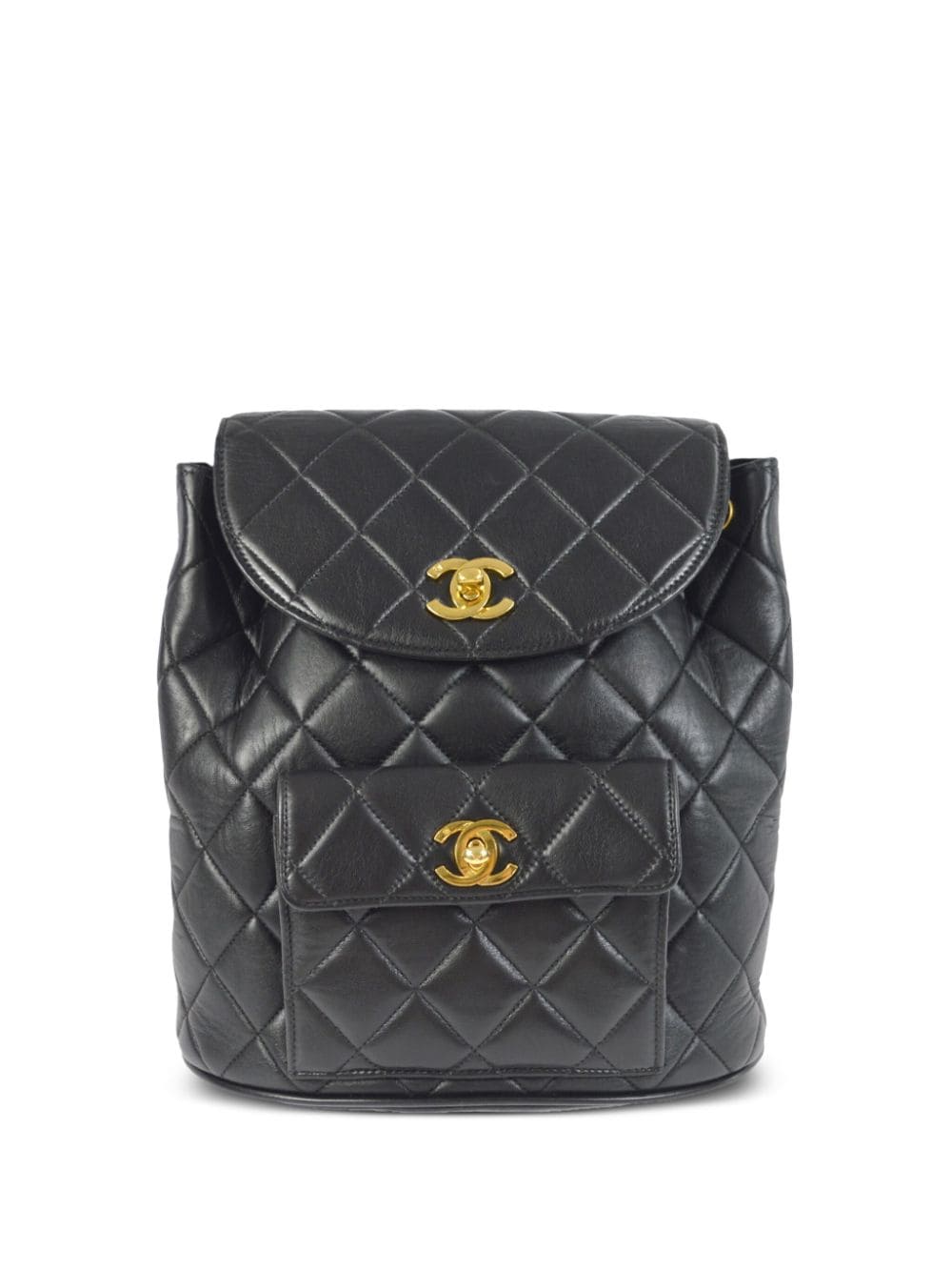 Pre-owned Chanel 1995 Duma Diamond-quilted Backpack In Black